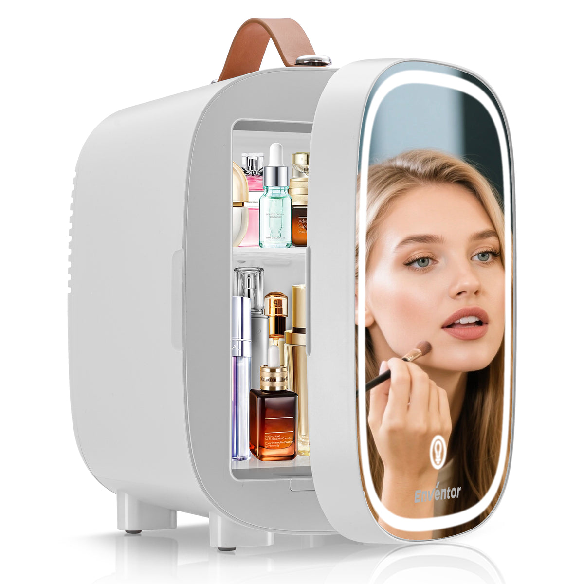 Enventor LED Mirror Mini Fridge 4L/ 6 Can