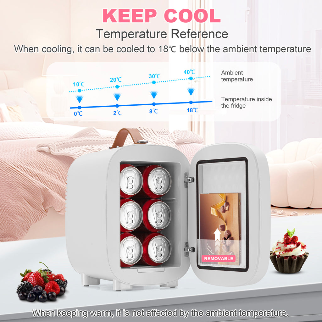 Enventor LED Mirror Mini Fridge 4L/ 6 Can