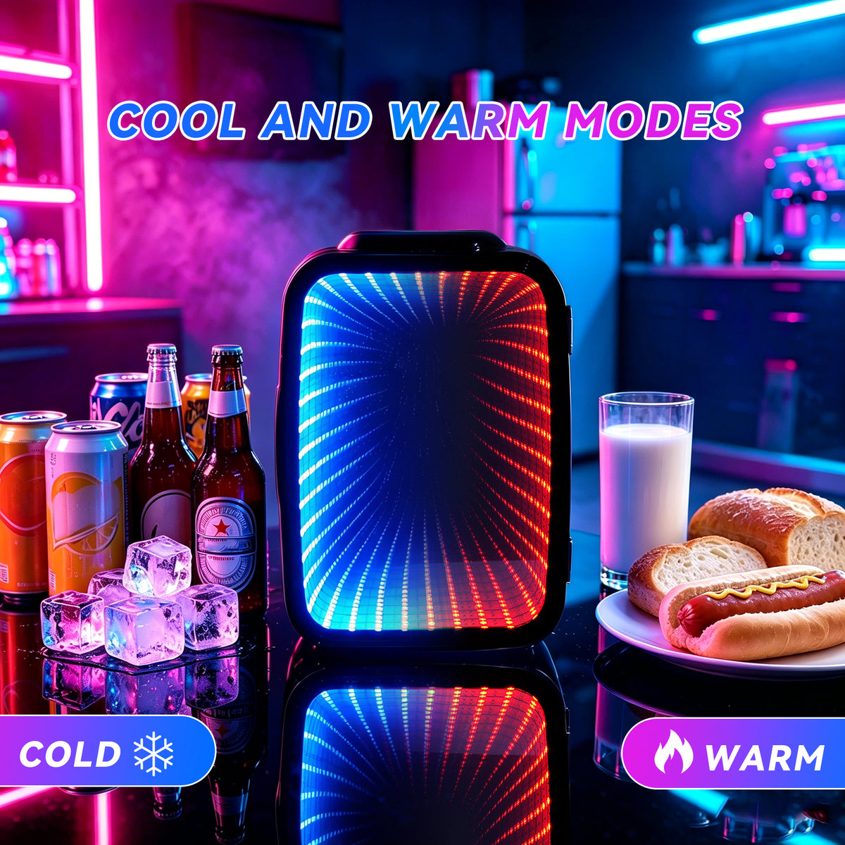 Enventor Mini Fridge with RGB Colorful Display 4L/ 6 Cans