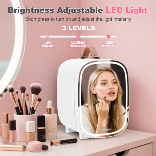 Enventor Glow 4 LED Mirror Mini Fridge Pink