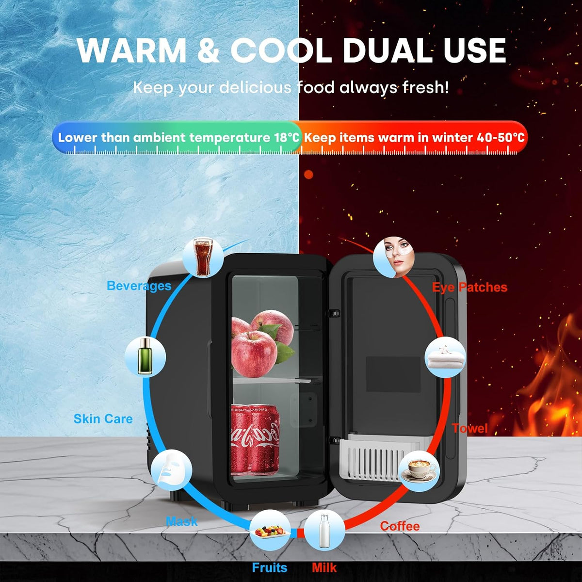 Enventor Mini Fridge with Cooling and Warming, 6L/8Can