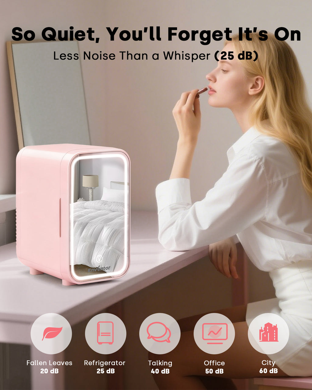 Enventor LED Mirror Mini Fridge 6L/ 8 Can