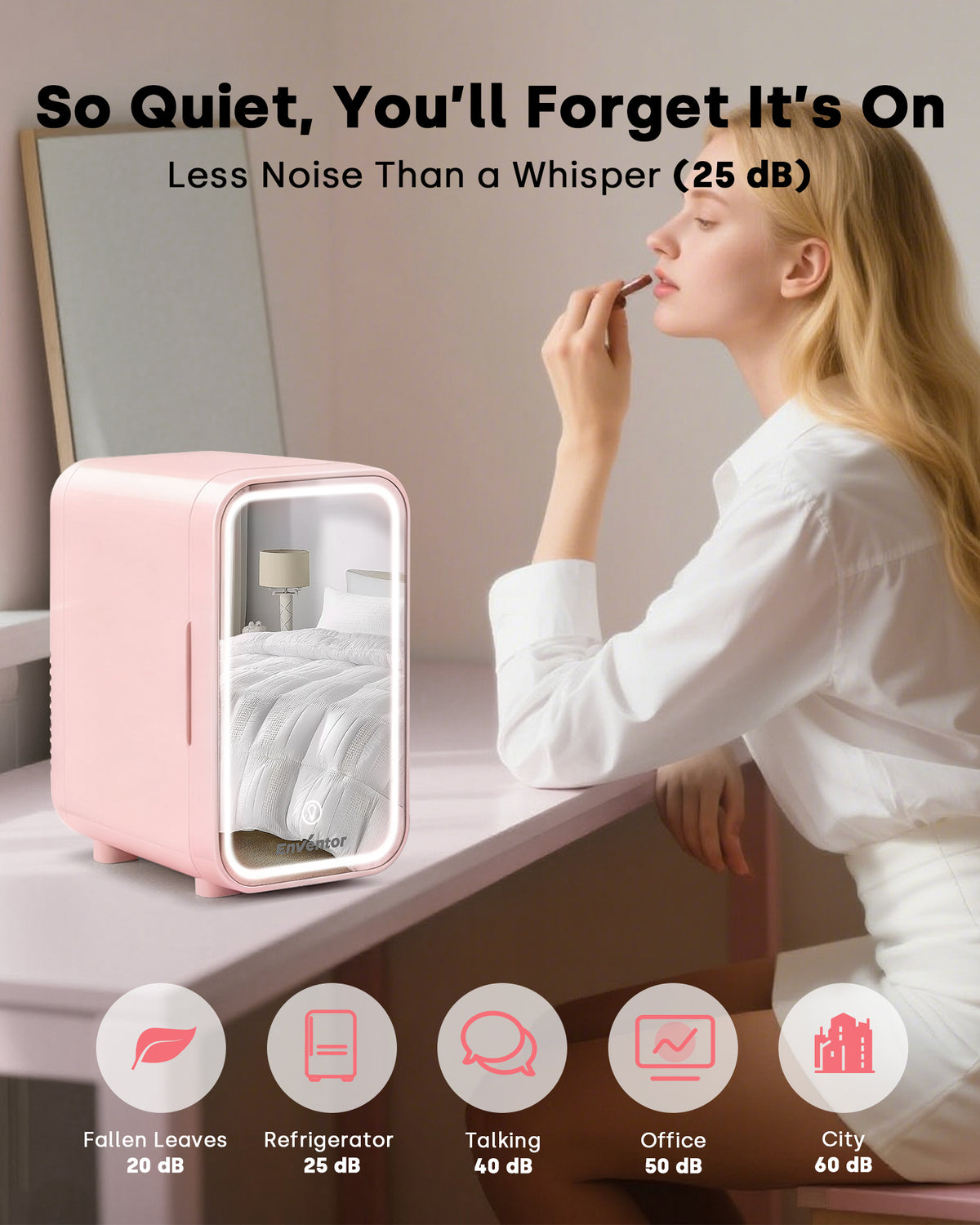 Enventor LED Mirror Mini Fridge 6L/ 8 Can